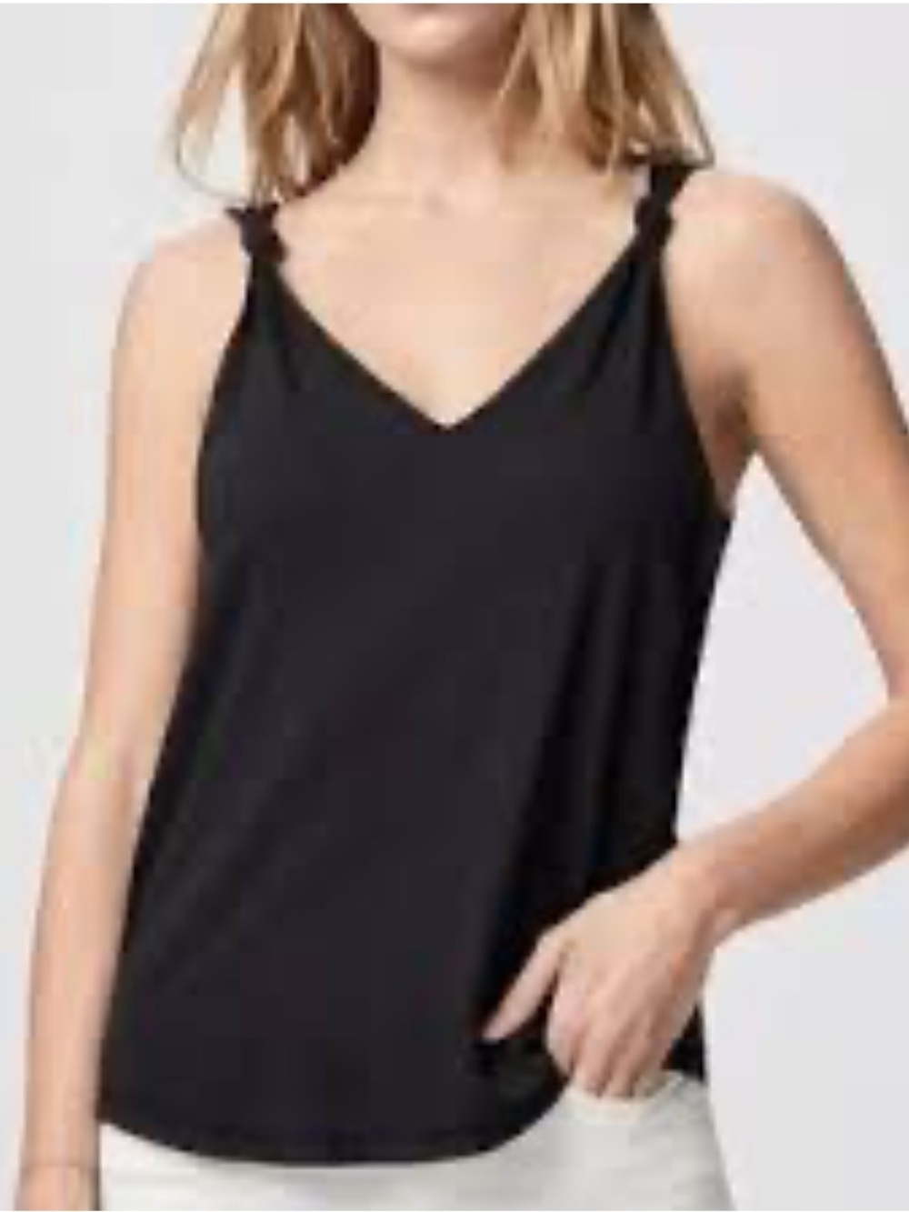 PAIGE Rylen Black V-Neck Knot-Shoulder Camisole top M